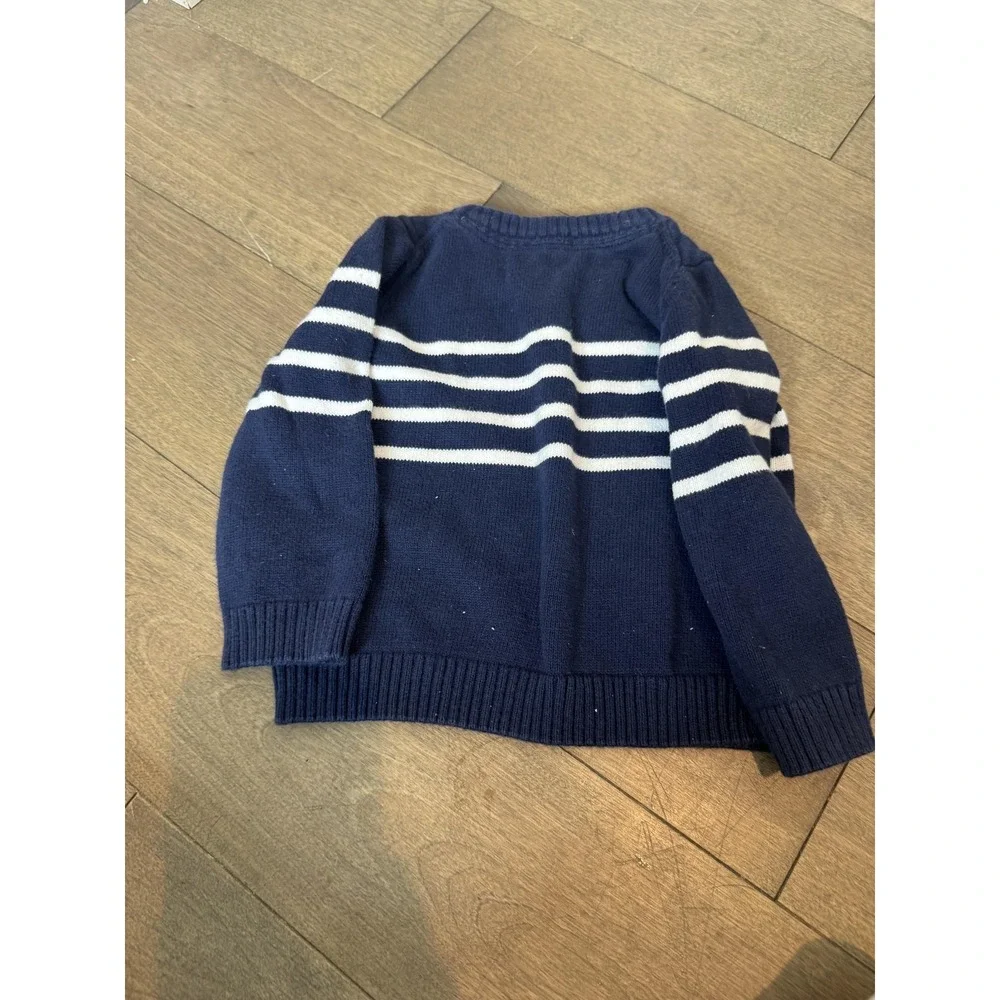 Janie And‎ Jack Sweater Boys 12-18 Months Navy Blue Striped Knit Pullover